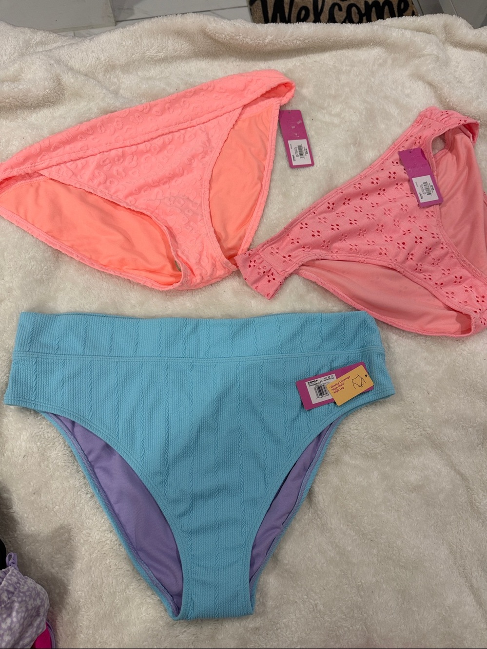 3 unit Kohl's Light Blue Bikini Bottoms with Lavender Lining